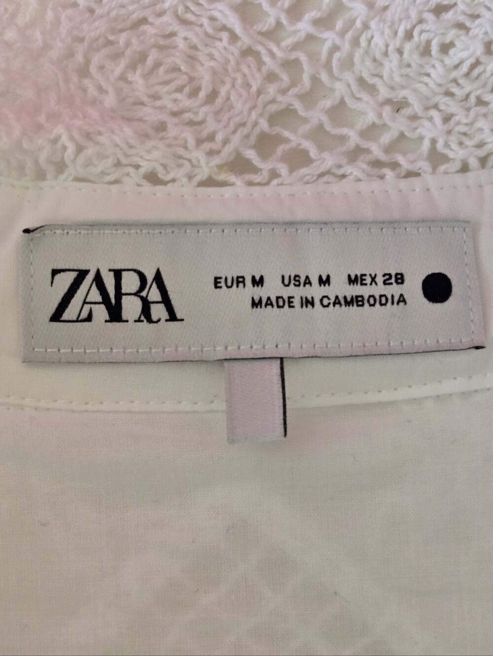 Zara White Eyelet Lace Belted Midi Shirt Dress M - Picture 12 of 14